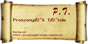 Proszonyák Tünde névjegykártya